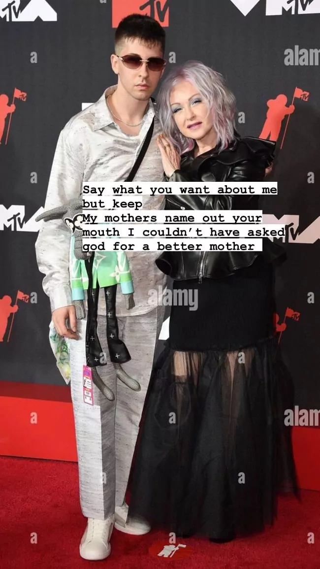 Declyn voiced his support for his mother, Cyndi Lauper, in his Instagram story 